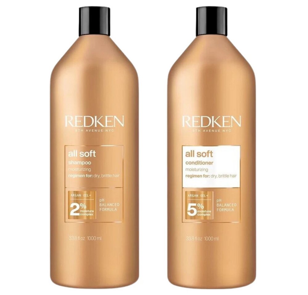Redken Haarpflege-Set Redken All Soft Shampoo & Conditioner – 1000 ml, 2-tlg. von Redken