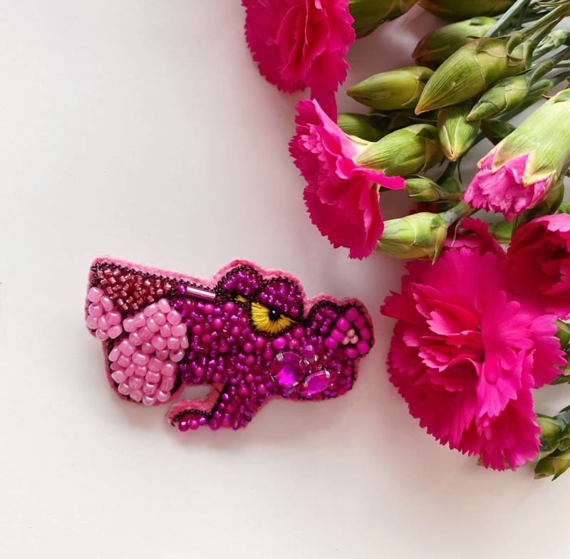 Brosche Pink Panther Handgemacht Brosche Pink Panther Handgemacht von RedketJewellery
