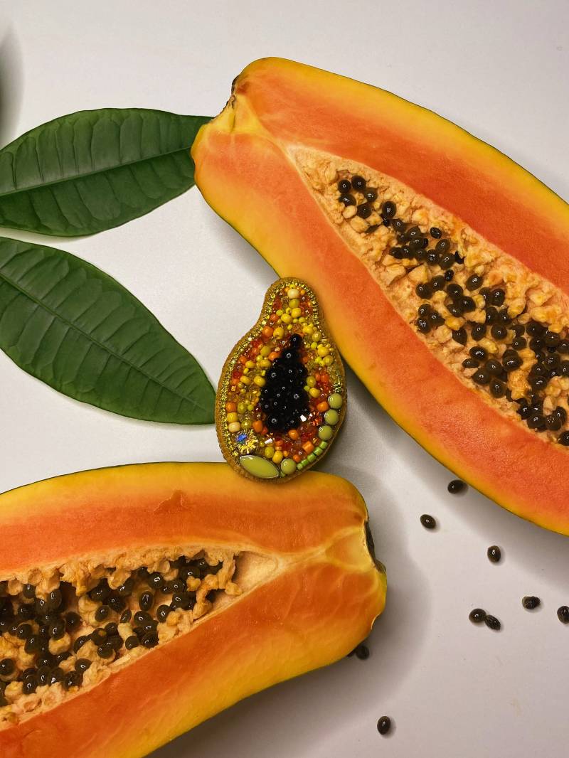 Fruit Brosche Papaya Handgemacht Fruit Brosche Papaya Handgemacht von RedketJewellery