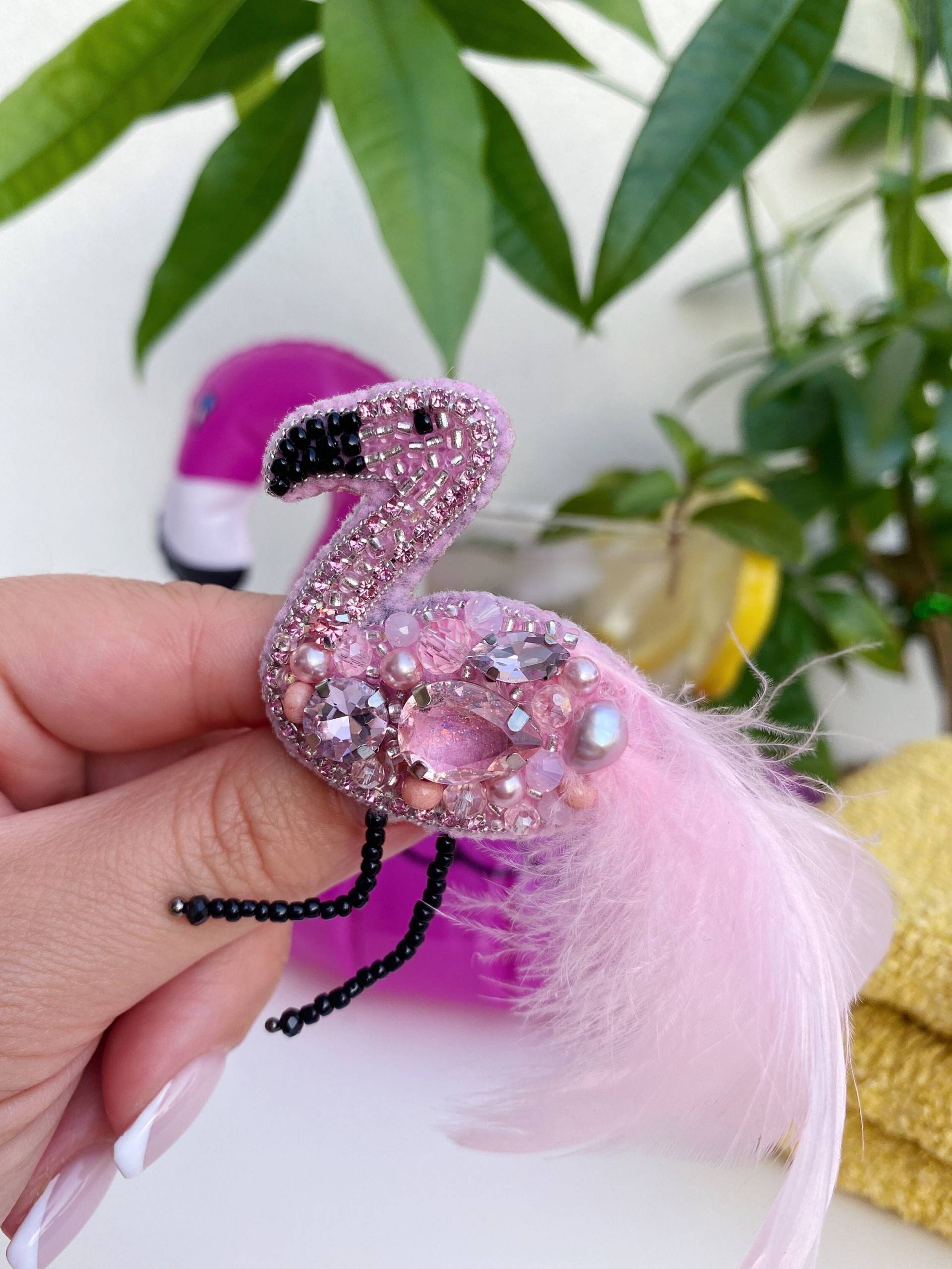 Handgefertigte Brosche Flamingo Sommer Handgefertigte Brosche Flamingo Sommer von RedketJewellery