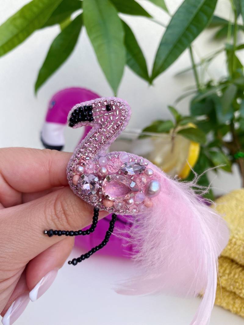 Handgefertigte Brosche Flamingo Sommer Handgefertigte Brosche Flamingo Sommer von RedketJewellery