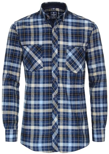 Redmond - Comfort Fit - Herren Flanell Hemd kariert (232145111), Größe:3XL, Farbe:Blau(19) von Redmond