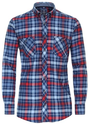 Redmond - Comfort Fit - Herren Flanell Hemd kariert (232145111), Größe:L, Farbe:Rot(50) von Redmond