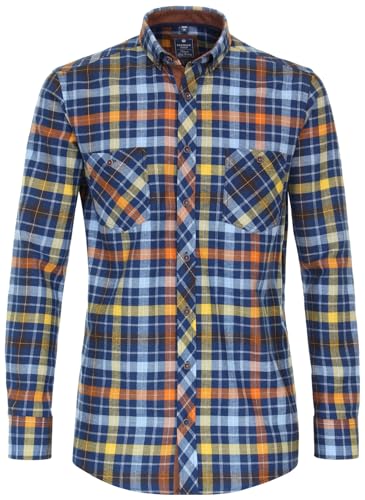 Redmond - Comfort Fit - Herren Flanell Hemd kariert (232145111), Größe:XL, Farbe:Orange (210) von Redmond