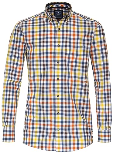 Redmond - Comfort Fit - Herren Hemd kariert (232055111), Größe:6XL, Farbe:Gelb(40) von Redmond