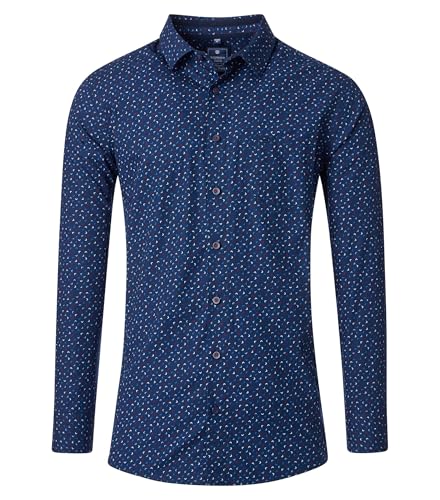 Redmond Freizeithemd Druck Comfort Fit Blau M von Redmond