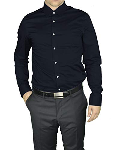 Redmond Herren Popeline Hemd unifarben Slim Fit 100% Baumwolle Natural Strech von Redmond