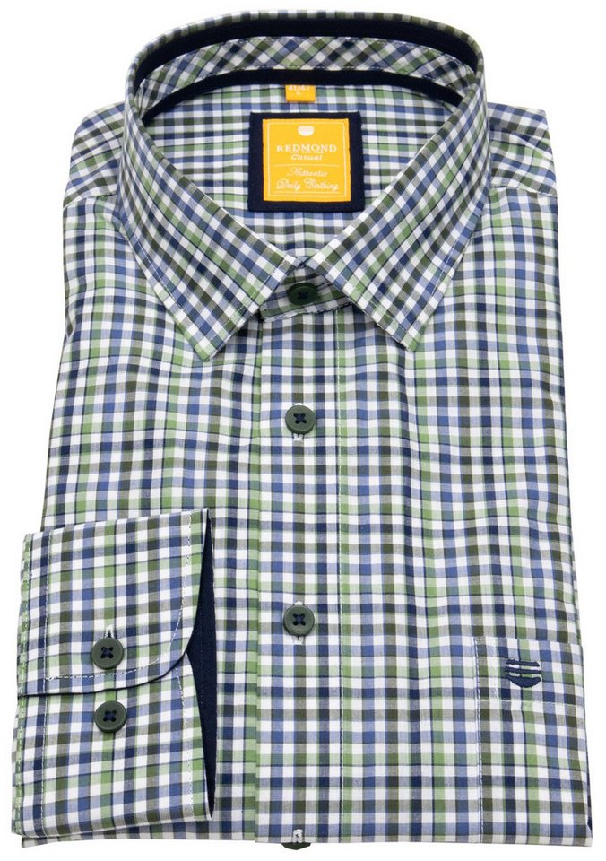 Redmond Karohemd leicht tailliert bügelfrei Kentkragen von Redmond