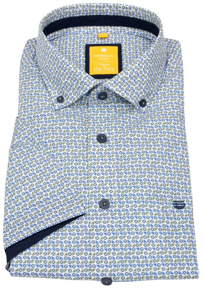 Redmond Kurzarmhemd leicht tailliert Button-Down-Kragen Kontrastknöpfe von Redmond