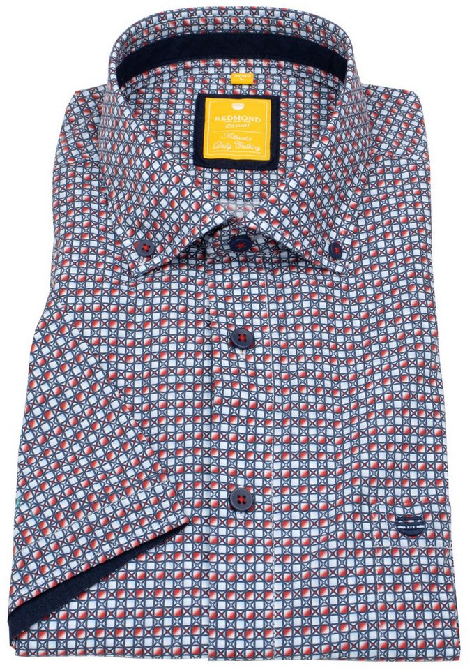 Redmond Kurzarmhemd leicht tailliert Button-Down-Kragen Kontrastknöpfe von Redmond