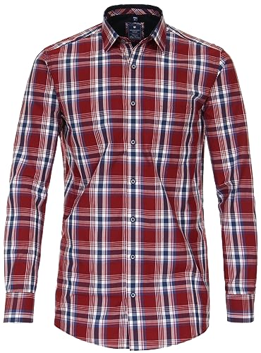 Redmond Langarmhemd Bordeaux/Blau/Weiß kariert L Comfort Fit von Redmond