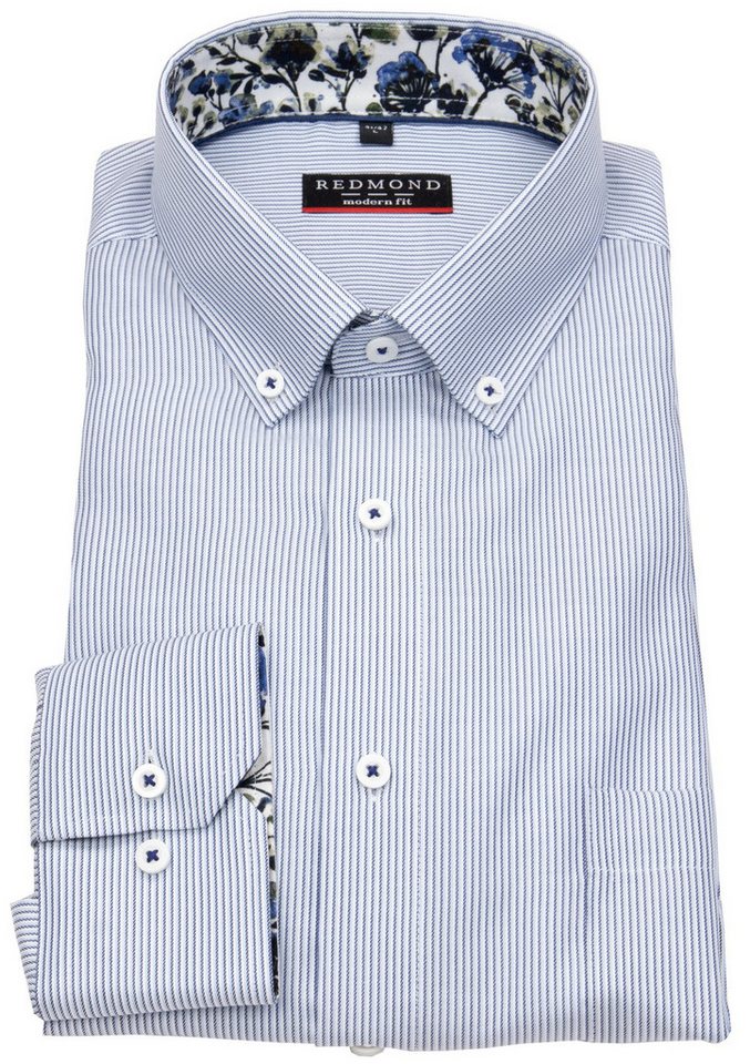 Redmond Langarmhemd leicht tailliert bügelfrei Button-Down-Kragen von Redmond