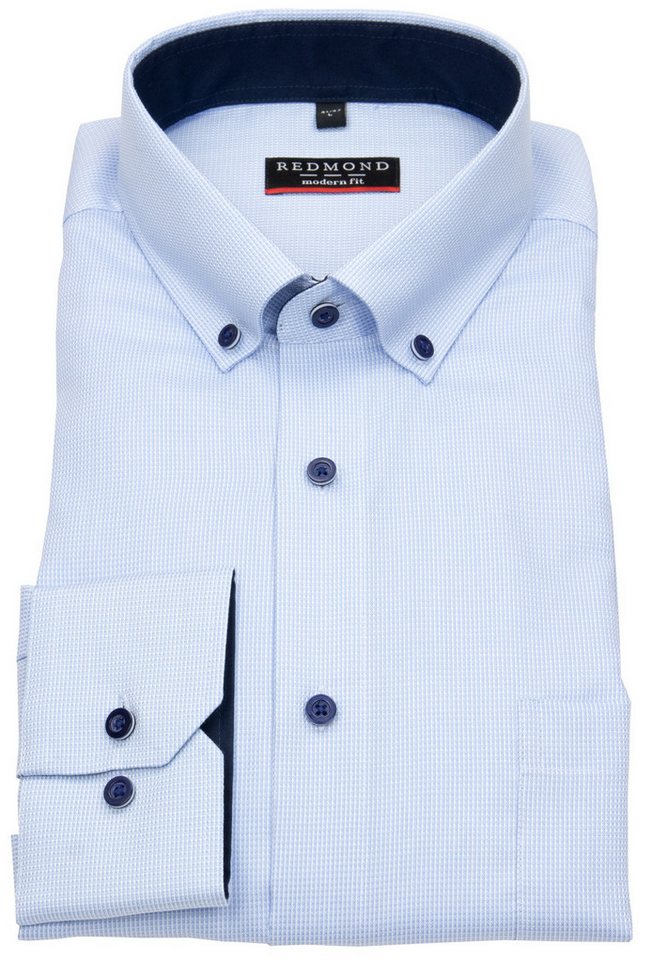 Redmond Langarmhemd leicht tailliert bügelfrei Button-Down-Kragen von Redmond