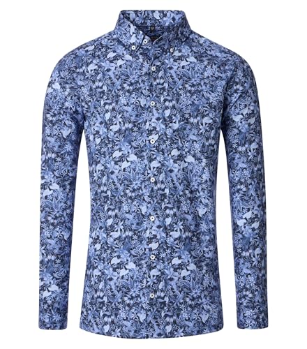 Redmond Businesshemd Druck Body Cut Blau L von Redmond