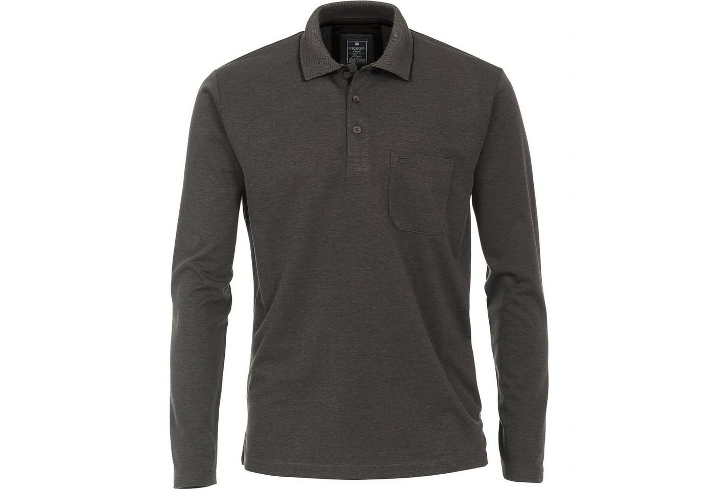 Redmond Poloshirt Große Größen Langarm-Poloshirt grau melange Wash & Wear" Redmond" von Redmond