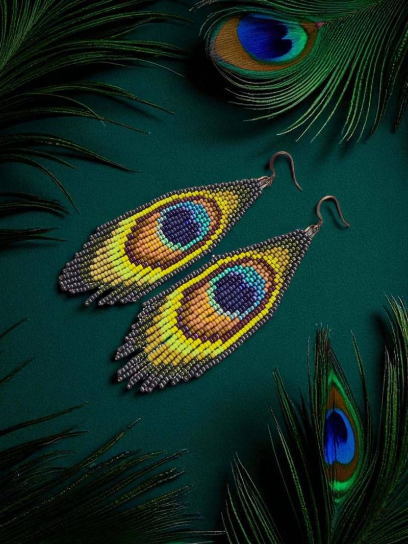 Große Dunkelgrüne Pfauenfeder Peacock Blauer Pfau Bunte Perlenohrringe Fransenohrringe Samenperlen Rocailles Saatperlen Brick Stitch Türkis Große Dunkelgrüne Pfauenfeder Peacock Blauer Pfau Bunte Perlenohrringe Fransenohrringe Samenperlen Rocailles Saatperlen Brick Stitch Türkis von RedmountainEarrings