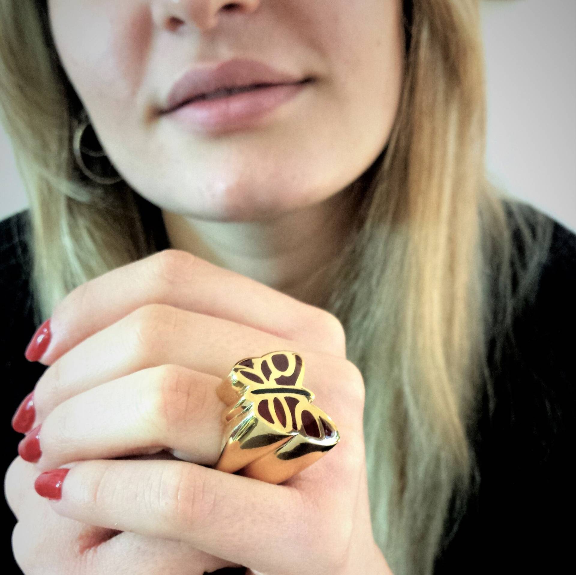 Redó Florence 1989 - Ring Marlene, 24Kt Vergoldete Bronze Mit Unzerbrechlicher Kathedralen-Emaille. Handgefertigt in Florenz Italien Redó Florence 1989 - Ring Marlene, 24Kt Vergoldete Bronze Mit Unzerbrechlicher Kathedralen-Emaille. Handgefertigt in Florenz Italien von RedoFlorence1989