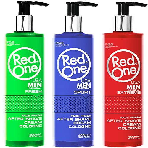 3 x 400ml RedOne Cream Cologne 1x FRESH 1x EXTREM 1x SPORT Aftershave Balsam Set von Redone