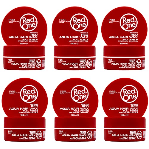 RedOne Aquatisches Haarwachs Rot 150ml | Kantenkontrolle | Ultra-Halt | Haarwachs für Männer und Frauen | Erdbeerduft | Maximale Kontrolle | 6 Stück von Redone