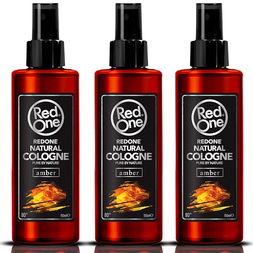 Redone Aftershave Natural Spray Barber Cologne Amber 3 x 150 ml | Lang anhaltender Duft | Premium Pflegeprodukt für Männer | 3 Stück von Redone