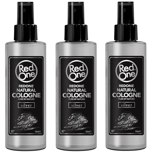 Redone Aftershave Natural Spray Barber Cologne Silver 3x 150 ml | Lang anhaltender Duft | Premium Pflegeprodukt für Männer | 3 Stück von Redone