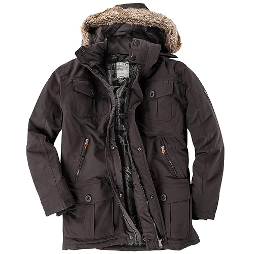 Brigg dunkelbrauner Parka mit Abnehmbarer Kapuze in Übergröße, Größe:7XL Brigg dunkelbrauner Parka mit Abnehmbarer Kapuze in Übergröße, Größe:7XL von Brigg