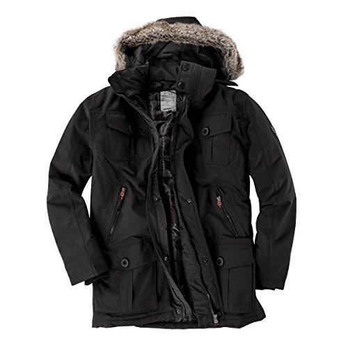 Brigg schwarzer Parka mit abnehmbarer Kapuze in Übergröße, Größe:4XL von Redpoint