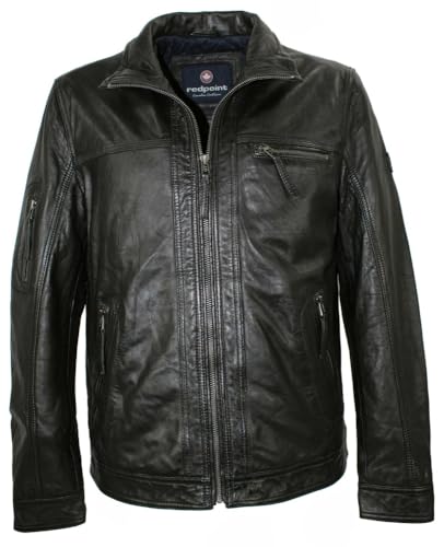 Redpoint - Herren Echtleder Lederjacke Neuseeländisches Lammnappa schwarz Größe 56 von Redpoint