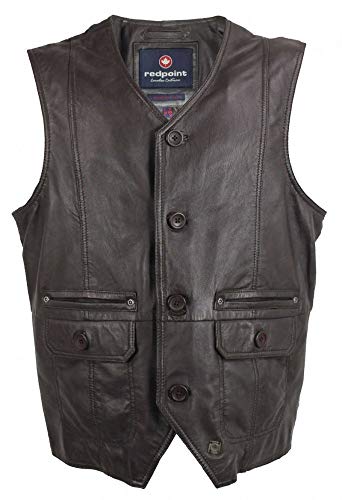 Redpoint - Herren Lederweste Lammnappa Dunkelbraun Größe 68 von Redpoint