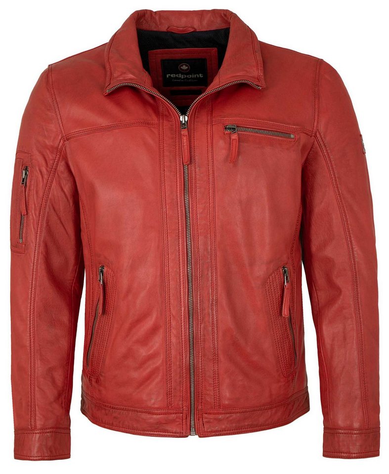 Redpoint Lederjacke Brice Redpoint - Herren Lederjacke Neuseeländisches Lammnappa rot von Redpoint