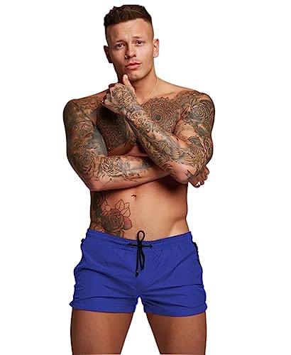 Herren-Badehose, schnell trocknend, mit Reißverschlusstaschen, Badeshorts mit Netzfutter, navy, XL von Redqenting