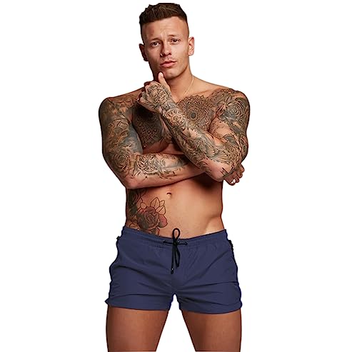 Redqenting Herren Badeshorts mit Reißverschlusstasche,Verstellbarem Kurze Schwimmhose Wassersport Kurze Hose mit Mesh-Futter(Schnelltrocknend) von Redqenting