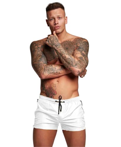 Redqenting Herren Badeshorts mit Reißverschlusstasche,Verstellbarem Kurze Schwimmhose Wassersport Kurze Hose mit Mesh-Futter(Schnelltrocknend) von Redqenting