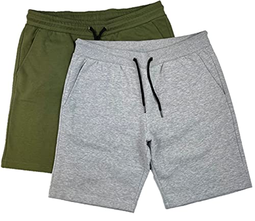 Redsnapper Herren Joggpants Doppelpack, Jogginghose, Sweatpants kurz, weiche Innenseite, Urban Style, aus nachhaltiger Baumwolle (BCI) (Oliv/Grau-Melange, XXL) von Redsnapper