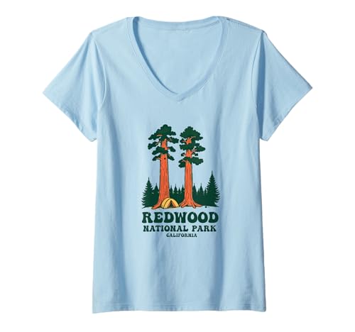 Damen Souvenir aus dem Redwood-Nationalpark, Crescent City, Kalifornien T-Shirt mit V-Ausschnitt von Redwood National Park Merchandise