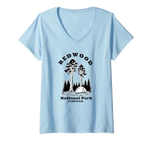Damen Souvenir aus dem Redwood-Nationalpark, Crescent City, Kalifornien T-Shirt mit V-Ausschnitt von Redwood National Park Merchandise