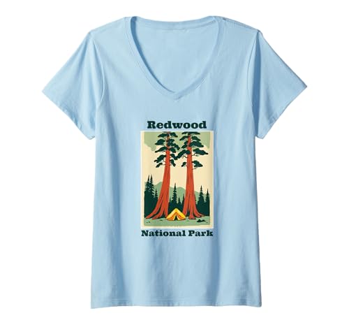 Damen Souvenir aus dem Redwood-Nationalpark, Crescent City, Kalifornien T-Shirt mit V-Ausschnitt Damen Souvenir aus dem Redwood-Nationalpark, Crescent City, Kalifornien T-Shirt mit V-Ausschnitt von Redwood National Park Merchandise