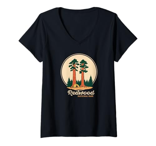 Damen Souvenir aus dem Redwood-Nationalpark, Crescent City, Kalifornien T-Shirt mit V-Ausschnitt Damen Souvenir aus dem Redwood-Nationalpark, Crescent City, Kalifornien T-Shirt mit V-Ausschnitt von Redwood National Park Merchandise