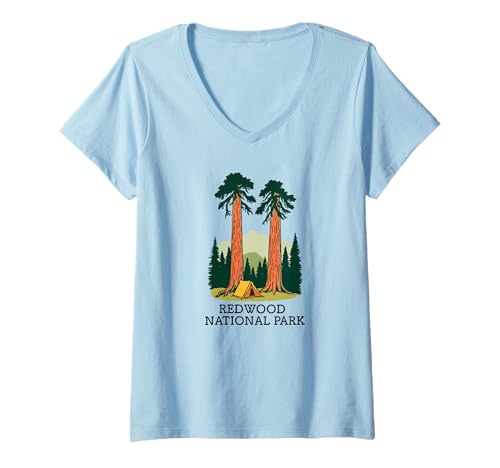 Damen Souvenir aus dem Redwood-Nationalpark, Crescent City, Kalifornien T-Shirt mit V-Ausschnitt Damen Souvenir aus dem Redwood-Nationalpark, Crescent City, Kalifornien T-Shirt mit V-Ausschnitt von Redwood National Park Merchandise