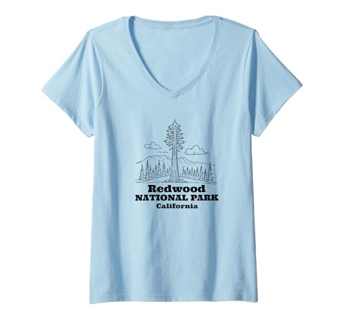 Damen Souvenir aus dem Redwood-Nationalpark, Crescent City, Kalifornien T-Shirt mit V-Ausschnitt von Redwood National Park Merchandise