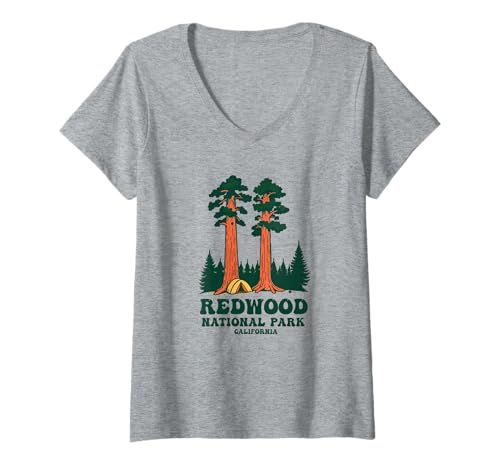 Damen Souvenir aus dem Redwood-Nationalpark, Crescent City, Kalifornien T-Shirt mit V-Ausschnitt von Redwood National Park Merchandise
