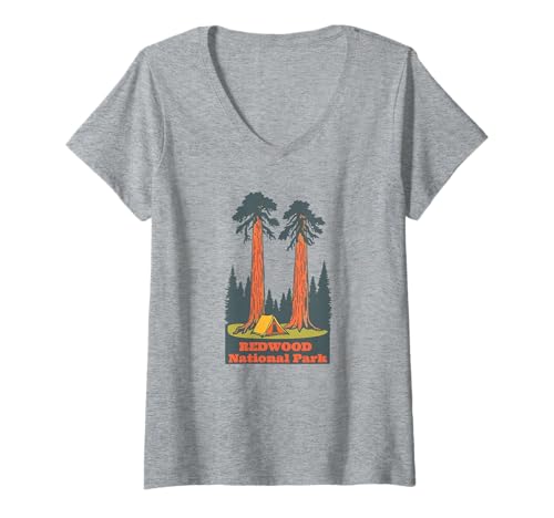 Damen Souvenir aus dem Redwood-Nationalpark, Crescent City, Kalifornien T-Shirt mit V-Ausschnitt von Redwood National Park Merchandise