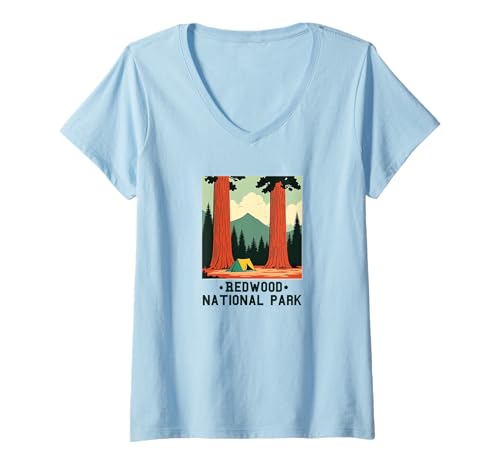 Damen Souvenir aus dem Redwood-Nationalpark, Crescent City, Kalifornien T-Shirt mit V-Ausschnitt Damen Souvenir aus dem Redwood-Nationalpark, Crescent City, Kalifornien T-Shirt mit V-Ausschnitt von Redwood National Park Merchandise
