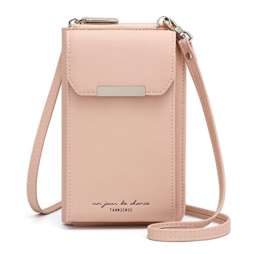 Handytasche zum Umhängen Damen Handy Umhängetasche mit Geldbörse PU Leder Handy Schultertasche Damen Geldbeutel Klein Crossbody Tasche Handy mit Kartenfächer Passt Handy unter 6,5" (Rosa) von REETEE