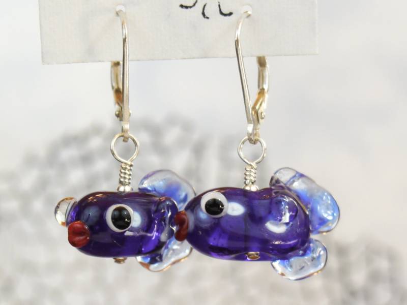 Glas Fisch Ohrringe, Blauer Fisch, Blaues Glas, Lampwork Ohrringe Glas Fisch Ohrringe, Blauer Fisch, Blaues Glas, Lampwork Ohrringe von ReebieOriginals