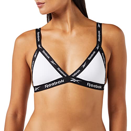 Reebok Triangel-Bralette für Damen in Weiß, Low Impact Activewear Cropped Bügel-BH-Oberteil aus Baumwolle von Reebok