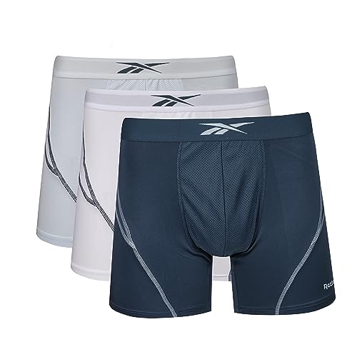 REEBOK Herren Calzoncillos para Hombre En Blanco/Gris/Acero Boxershorts, White/Blue/Blue, von Reebok