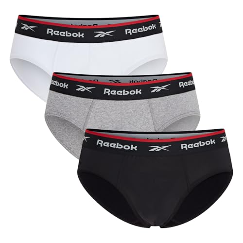 Reebok Herren Mens Sports Brief Wiggins 3pk Black/Grey Marl/White Boxershorts, Small (3er Pack) von Reebok