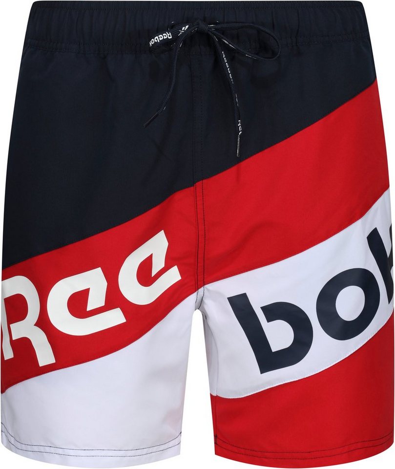 Reebok Badeshorts Ryan (1-St) asymmetrisch gestreift, geteilter Logoschriftzug von Reebok