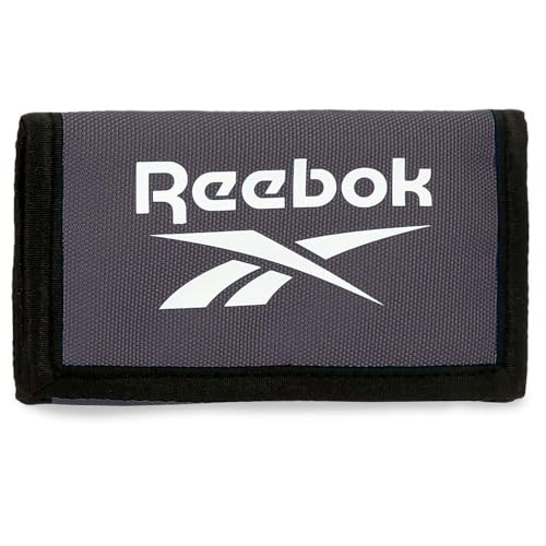 Reebok Boston Brieftasche für Kinder, Grau, 8 x 13 x 2,5 cm, Polyester, mit Druckknopf, Casual, Unisex, Zweifach gefaltet, Mehrere Fächer für verschiedene Arten von Karten, Münzen und Bargeld von Reebok